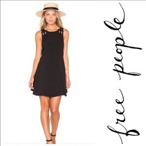 Free People little black dress with cut-out back.